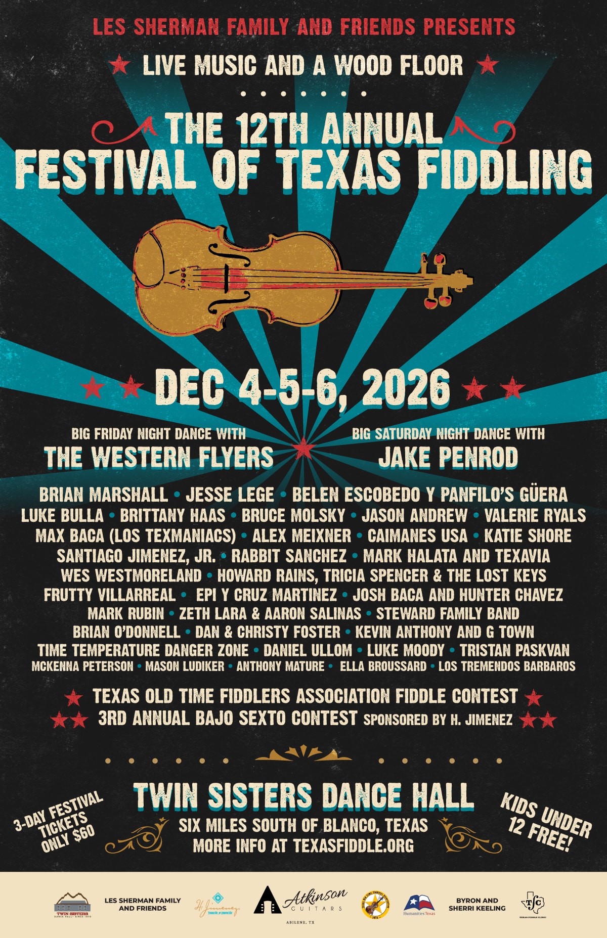 12th Annual Festival of Texas Fiddling Dec 4-6 2026